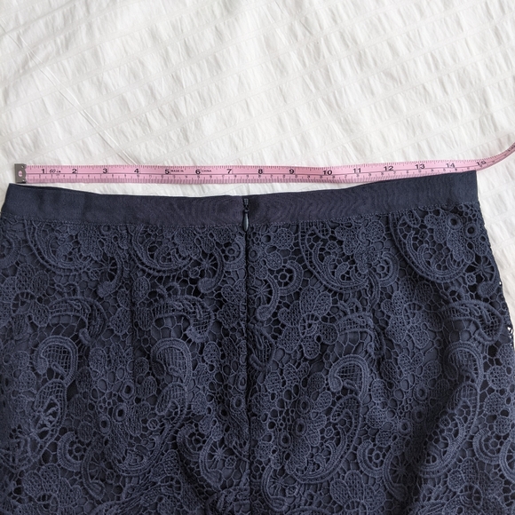 Formal Navy Lace Midi Skirt - Picture 2 of 6